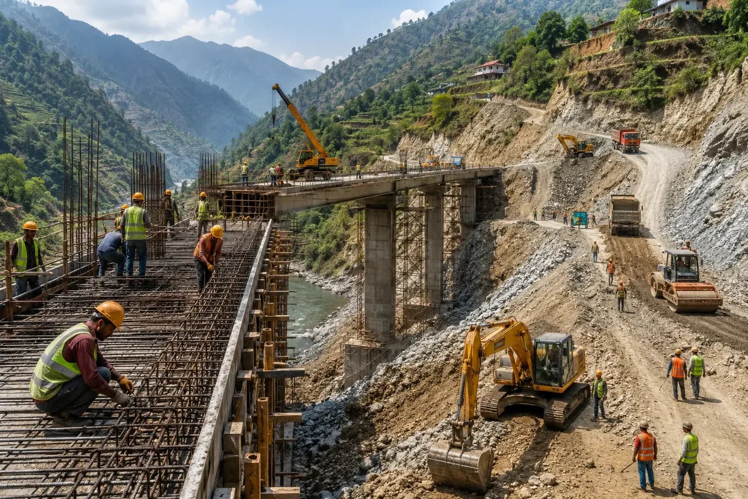 Construction of road and bridge