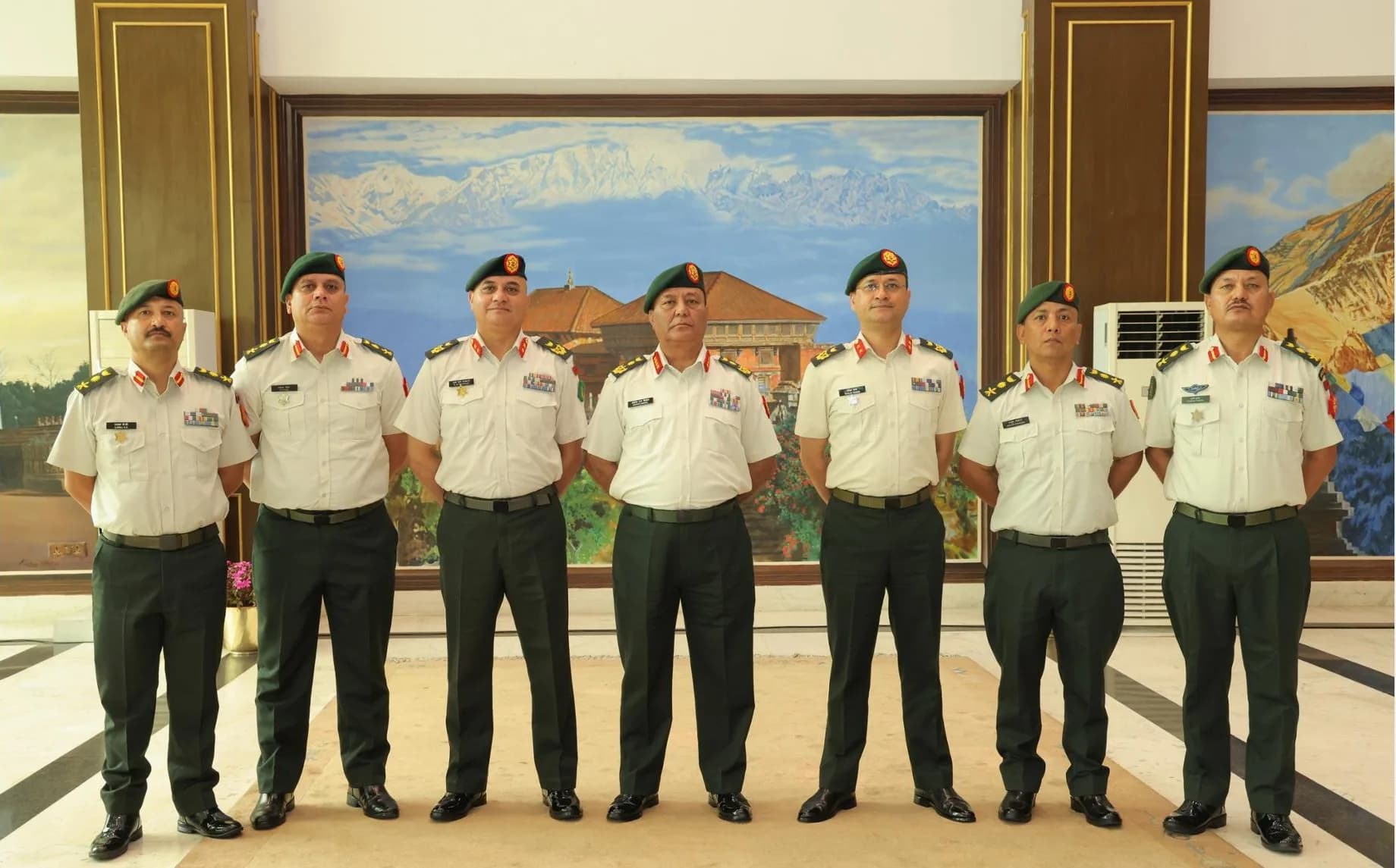 Nepal Army Chief Ashok Raj Sigdel Presents New Rank Insignia to Two Major Generals and Four Colonels