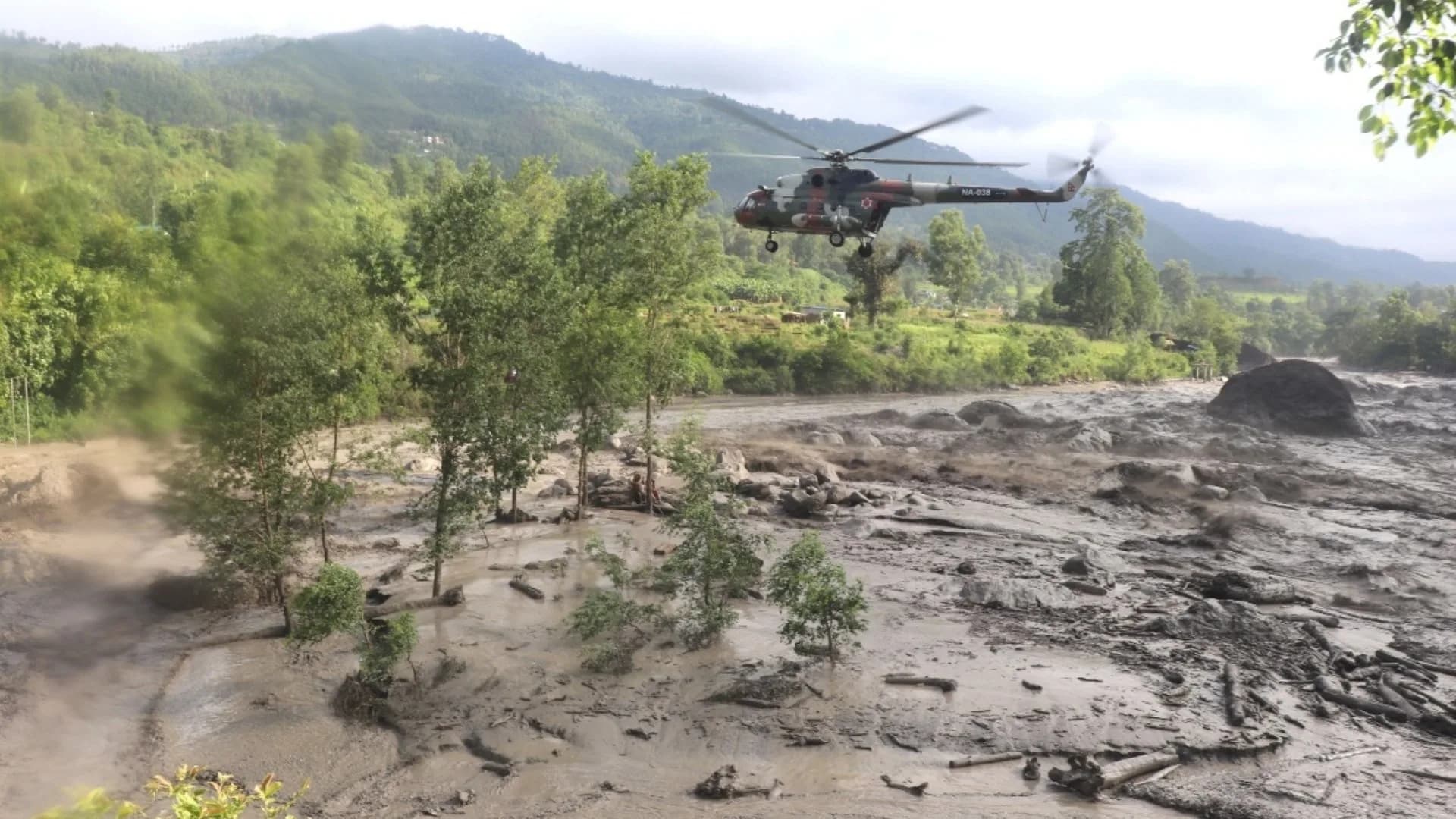 Massive Bhotekoshi River Flood Hits Rasuwa, Major Air Rescue Operation Saves 114 People