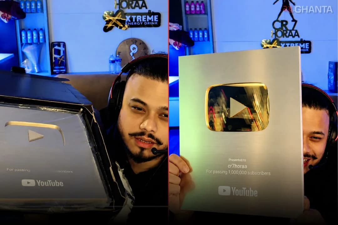 CR7 Horaa Finally Receives YouTube Gold Play Button After Crossing 1 Million Subscribers